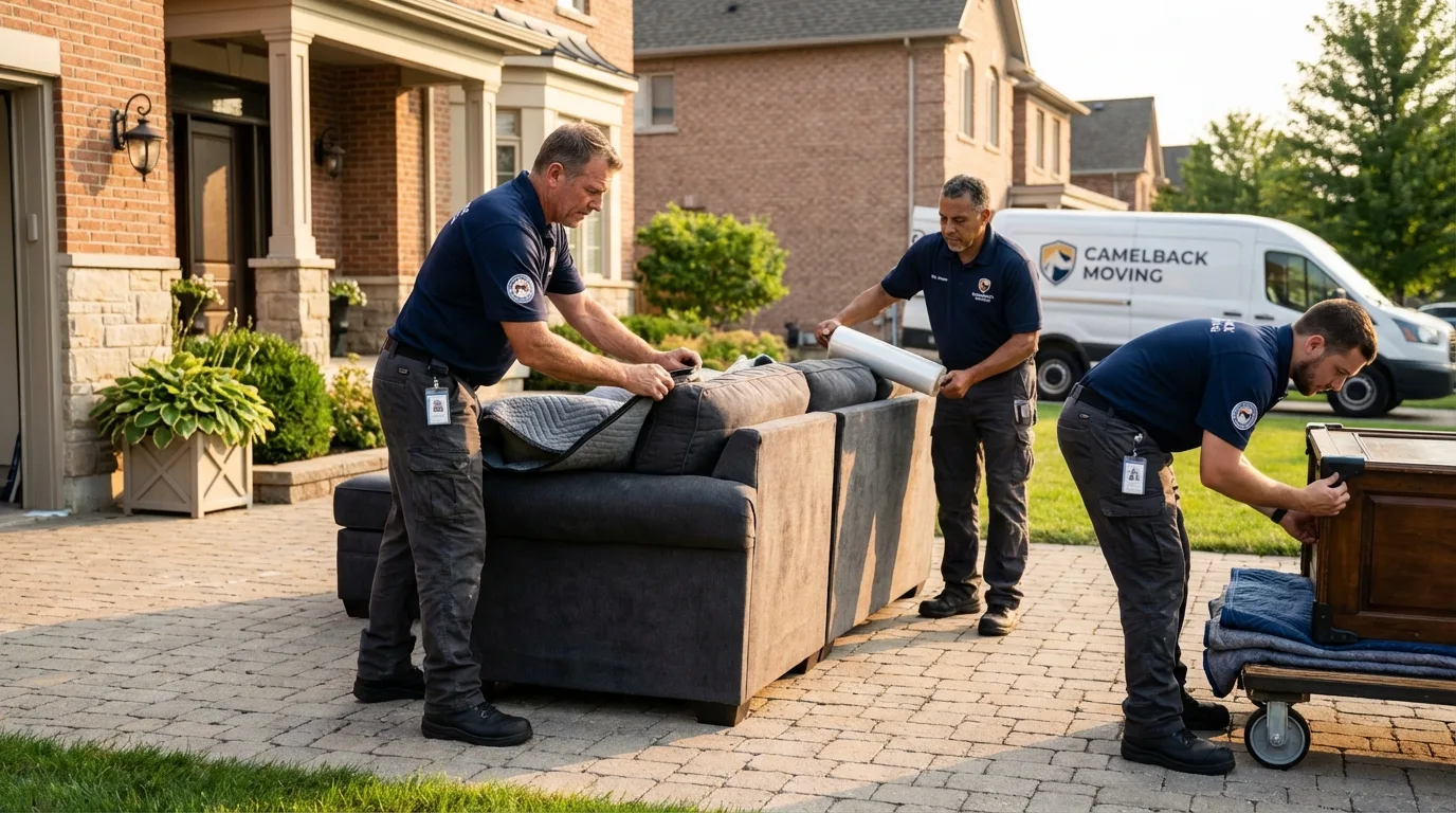 Large estate moving crew wrapping furniture in Alamo, NV
